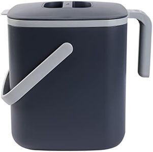Blue Ginkgo Kitchen Compost Bin [5L / 1.32 GAL] – Filter-Free, Odor-Tight Countertop Food Waste Pail with Handles (Made in Korea, Grey)