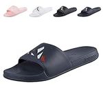 Knixmax Men's,Women's Shower Shoes Athletic Sport Slide Sandals Slip on House Slippers Non-slip Open Toe Summer Bathroom Swimming Slide Sandals Navy EU 46-47