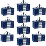 VENO 10 Pack Heavy Duty Moving Bags for Clothes,Extra Large Moving House Essentials,Underbed Storage Packing Boxes for Duvet,Waterproof Laundry Bags Organiser (Blue,10 Pack)