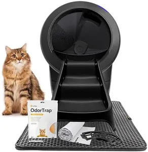 Litter-Robot 4 Complete Bundle by Whisker (Black) - Automatic, Self-Cleaning Cat Litter Box, Includes Litter-Robot 4, 6 OdorTrap Pack Refills, 50 Waste Drawer Liners, Ramp, Mat & Fence