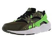 Nike Kid's Huarache Run Print GS, BLACK/GREEN STARK-CRG KHAKI-MEDIUM OLIVE, Youth Size 6