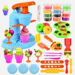 Crelloci Playdough Set Play Dough Tools, 34 PCS Playdough Accessories with Ice Cream Maker Machine, Kitchen Creations Pizza Playdough Sets for Kids 3 4 5years Boys and Girls