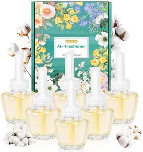 LASENTEUR Plug in Scented Oil Refill, 6 ct, Cotton Scent – Long-Lasting Natural Fragrance for Home, Bathroom, Bedroom, Kitchen, Office, Compatible with Airwick, Glade