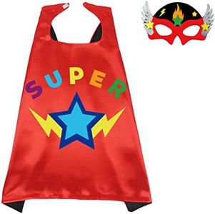 D.Q.Z Superhero-Capes and Masks for Kids Gifts for Girls Boys Super Hero Dress Up Cape and Mask (Red-Black)