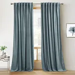 RYB Home Blue Velvet Curtains 96 in