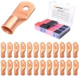 SELTERM 25pcs 4/0 AWG 5/16" Stud Bare Copper Wire Lugs & Large Size 108 Pcs 3:1 Dual Wall Adhesive Line Heat Shrink Tubing Kit 1, 3/4, 1/2, 5/8 Inch Assortment Kit