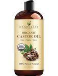 Handcraft Blends Organic Castor Oil - 473 ml - 100% Pure and Natural - Premium Grade Oil for Hair Growth, Eyelashes and Eyebrows - Carrier Oil - Hair and Body Oil