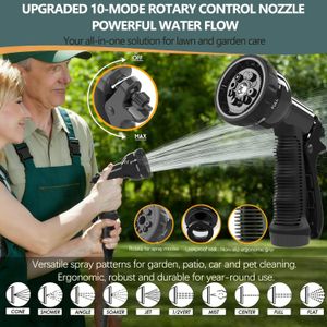 HOMOZE 50ft Expandable Garden Hose – Flexible Anti-Leakage Pipe with 10-Function Spray Gun, 3/4" & 1/2" Fittings