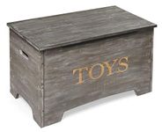 Badger Basket Farmhouse Solid Wood Rustic Toy Box with Reversible "Toys" Panel - Vintage Gray