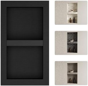 Greenspring 16" X 28" Shower Niche Insert Tile Ready, Recessed Niche for Shower Wall, Built-in Double Waterproof Shelf for Bathroom Storage, Matte Black