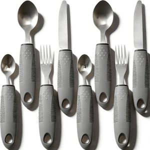 8 PC Adaptive Utensils Set,Lightweight Assistive Silverware Set with Foam Easy Grip Handles,Weighted Silverware for Hand Tremors, Weighted Spoons for Elderly, Parkinson's Patients, Arthritis (Regular)