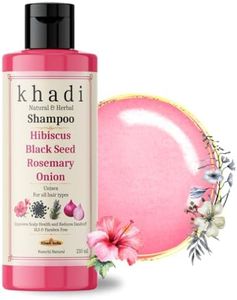 Khadi Natural Hibiscus, Black Seed, Rosemary & Onion Shampoo for Best Growth & Reduces Hair Fall | Improves Scalp Health & Reduces Dandruff | For Women & Men | Sulfate, SLS & Paraben Free 210 ML