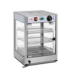 Royal Catering Hot Food Display Cabinet Warmer RCHT-850 (850 W, Temperature range 0-85 °C, Shelves 29 x 30 x 3 cm, Stainless steel and hardened glass, Clearance between shelves 11 cm)