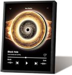Music Picture Frame Bluetooth Speaker - Rotating Turntable Wireless Speaker Song Plaque, Light Up Music Plaque Art Paintings Frame with LED Light, Home Desk Decor Gifts for Men & Women (Black Hole)