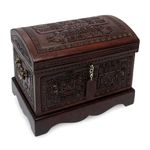 NOVICA Inca Domain' Mohena Wood and Leather Jewelry Box, Brown