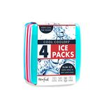 Cool Coolers by Fit + Fresh, Reusable & Long-Lasting Slim Ice Packs, Perfect Addition To Your Lunch Box, Camping Accessories, Insulated Lunch Bag, Beach Cooler Backpack & More, 4PK, Multicolor