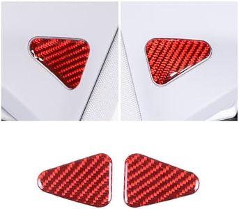 Qiosreui Seat Belt Adjuster Base Panel Cover Compatible with Tesla Model 3 Highlander 2023+, Car Safety Belt Buckle Panel Decor Frame, Seat Belt Warp Cover, Carbon Fiber (Red)