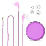 GEEKRIA Kids Wired Earbuds with Mic & Volume Control for School and Online Class, Children's 3.5mm Jack In-Ear Earphone with 85dB Volume Limit for Small Ears, Storage Case Included (Pink)