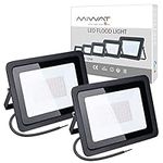 Miheal(2 Pack)100W LED Flood Light,Warm White 3000k, IP68 Waterproof Super Bright Work Light, 110V, Outdoor Floodlight for Yard, Garden, Garage, Lawn, Court [Energy Class A++]