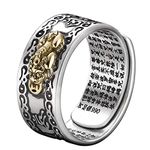 JAJAFOOK 990 Silver FENG Shui PIXIU MANI Amulet Lucky Wealth Buddhist Jewelry Adjustable Ring