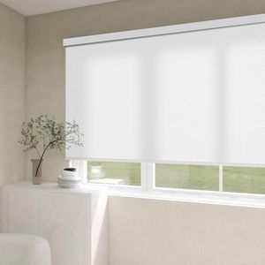 ZSHINE Motorized Roller Shades Rechargeable Motor Sunshine About 20% Light Filtering Fabric Customized Size (23-95") for Windows, Home, Office, Hotel, Club, Restaurant… (White)…
