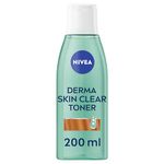 NIVEA Derma Skin Clear Toner (200ml), Cleansing and Hydrating Toner, Salicylic Acid Toner Enriched with Niacinamide to Rebalance the Skin and Remove Impurities, For Blemish-Prone Skin