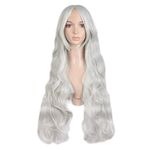 MapofBeauty 32" 80cm Silver White Long Hair Curly Wavy Wig Cosplay Costume Wig