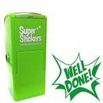 Teacher Stamp, Education Marking Stamp, Reward Stamps for School - Well Done POP Design, Impression Size Approx. 23x23 mm, Green Ink