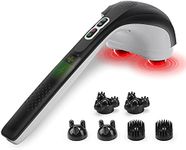 Snailax Cordless Handheld Back Massager with Heat,Deep Tissue Percussion Massager, 3 Sets of Dual Pivoting Heads,Rechargeable Hand Held Massager for Neck,Back Shoulder,Calf,Legs,Gifts for Women,Men