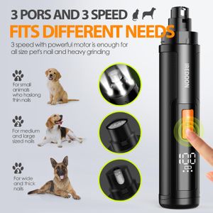 IREDOON Dog Nail Grinder – 3-Speed, Black Pet Nail Trimmer