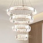 YPQXYHDA Modern 4 Ring LED Chandelier Crystal Ring Chandelier Pendant Light High Ceiling Foyer Chandelier for Dining Room Bedroom Living Room,3 Colors Change,Dia 20cm-30cm-40cm-50cm