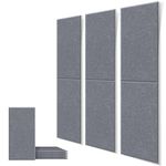 YLCHom 6 PCS 23.6" x 11.8" x 0.4" Acoustic Panels, Decorative Self-Adhesive Sound Acoustic Treatment Panels, High Density Sound Proof Panels for Home Studio and Office - African Grey