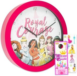 Disney Princess Wall Clock - Disney Room Decor Bundle with 10" Princess Wall Clock with Ariel, Rapunzel, and More Plus Stickers for Kids, Adults | Disney Princess Gifts