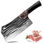 LONGQUAN Meat Cleaver Knife Heavy Duty Bone Cleaver Chopper Knife Meat Cutting Slicing Vegetables Butcher Knife for Kitchen Home Outdoor BBQ Camping