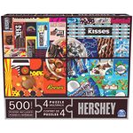 Hershey's, 4 Puzzle Multipack, 500 Pieces Combine to Form Mega Puzzle: Reese’s, Hershey’s Kisses, Almond Joy, for Kids and Adults