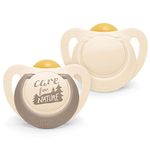 NUK for Nature Baby Dummy | 0-6 Months | Sustainable Rubber Soothers | Over 98% Natural Raw Materials | Off-White | 2 Count