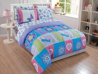 MK Home Mk collection 5pc Twin Size Butterfly Purple Pink Turquoise Green Flowers Comforter Set Girls Teens New set