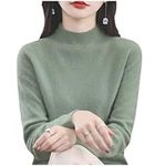 Cashmere Sweaters for Women, 2024 New Cashmere Long Sleeve Crew Neck Soft Warm Pullover Knit Jumpers (Turquoise,XL)