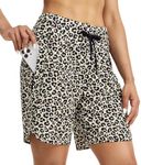 Willit Women's 7" Athletic Running Shorts Long Workout Hiking Shorts Quick Dry High Waisted Active Shorts Zipper Pocket Leopard 3XL