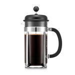 Bodum French Press Caffettiera Black - 1L / 8 Cup Coffee Maker - Durable Glass & Stainless Steel Filter - BPA-Free Dishwasher Safe Percolator - Cafetiere Made in Portugal