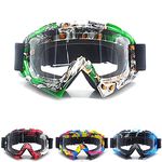 APEBAZY Motorcycle Goggles - ATV Dirt Bike Goggles Anti UV Ski Goggles Windproof Cycling Protective Eyewear For Cruiser Scooter Outdoor Motocross Racer Riding - Green