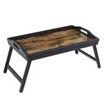 SONGMICS Bed Tray Table with Bamboo Folding Legs, Breakfast Tray for Sofa, Rustic Brown ULLD106B01