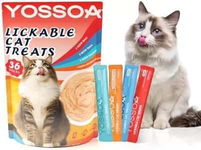 Omg3 Lickable Cat Treats, 36Tubes Variety Cat Wet Treats Lickable, Squeeze Stick Lickable Treats Dog Taurine Creamy Squeezable Puree Lickable Multivitamins for Skin & Coat Support (0.53 Ounces Tube )