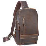 TIDING Chest Bag Mens Leather Shoulder Manbags Small Sling Backpack Bags Genuine Leather Men Bag Anti Theft Crossbody Bags for School, Sports, Work