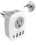 Brazil Adapter Plug, VINTAR Type N Plug Adapter with 1 USB C,3 USB Ports and 2 American Outlets,6 in 1 Brazil Power Adapter for Canada to Brazil