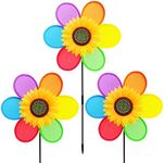 Frantlna Sunflower Pinwheels Outdoor Wind Spinners Yard Garden, Lawn Pinwheels Bulk Wind Toys for Kids, Colorful Flower Windmill Decorative Pinwheel (3PCS)