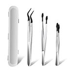 3 Pcs Tip Tweezers with Rubber, Ang