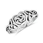 Personalize Dainty Best Friends Irish Celtic Love Knots BFF Infinity Heart Promise Ring 1MM Band For Teen Women Oxidized .925 Sterling Silver Custom Engraved