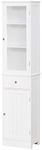 kleankin Bathroom Storage Cabinet with 3-Tier Shelf Drawer, Floor Cabinet Free Standing Linen Tower Tall Slim Side Organizer Shelves, White