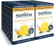 Sunkist Singles To Go Drink Mix Packets, Tangerine Lemonade, 6-Count Box – Powdered Drink Packets with 1000mg Of Vitamin C per Serving, 72 Total Powder Sticks